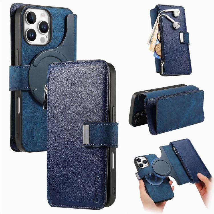 CaseNeo MagSafe RFID Anti-theft Zipper Wallet Retro Leather Phone Case, For iPhone 16, For iPhone...