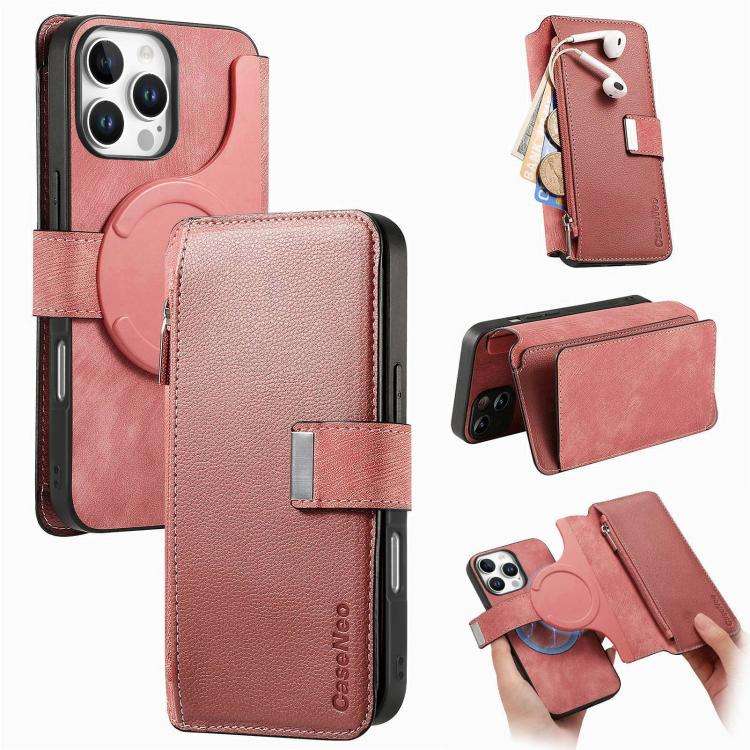 CaseNeo MagSafe RFID Anti-theft Zipper Wallet Retro Leather Phone Case, For iPhone 16, For iPhone...