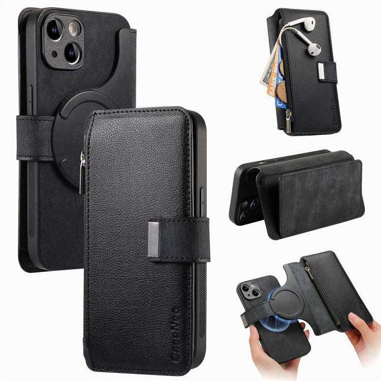 CaseNeo MagSafe RFID Anti-theft Zipper Wallet Retro Leather Phone Case, For iPhone 16, For iPhone...