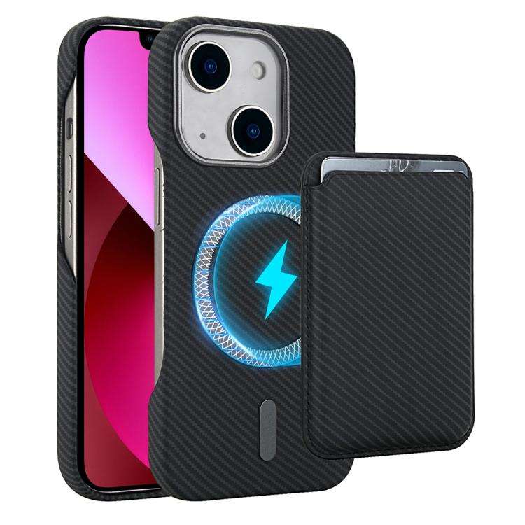 Carbon Fiber MagSafe Magnetic Card Holder Phone Case, For iPhone 13, For iPhone 12, For iPhone 12...