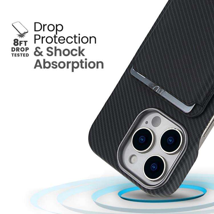 Carbon Fiber MagSafe Magnetic Card Holder Phone Case, For iPhone 13, For iPhone 12, For iPhone 12...