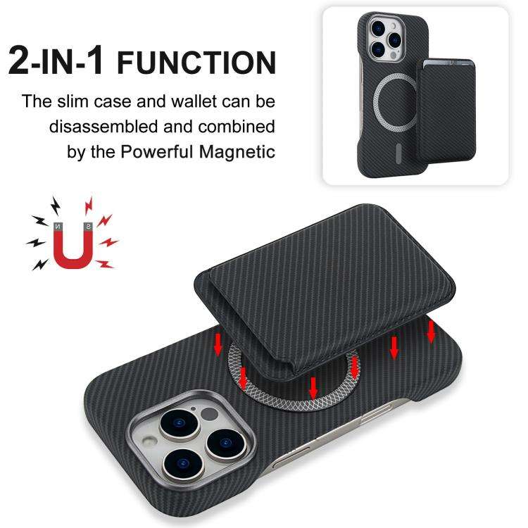 Carbon Fiber MagSafe Magnetic Card Holder Phone Case, For iPhone 13, For iPhone 12, For iPhone 12...