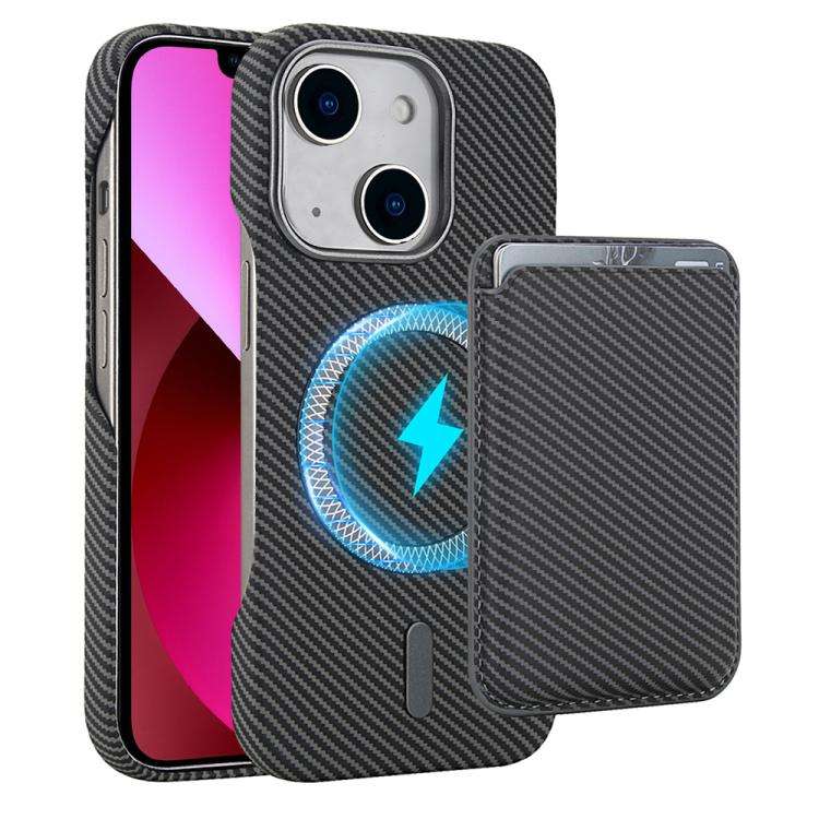 Carbon Fiber MagSafe Magnetic Card Holder Phone Case, For iPhone 13, For iPhone 12, For iPhone 12...