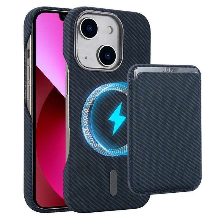 Carbon Fiber MagSafe Magnetic Card Holder Phone Case, For iPhone 13, For iPhone 12, For iPhone 12...