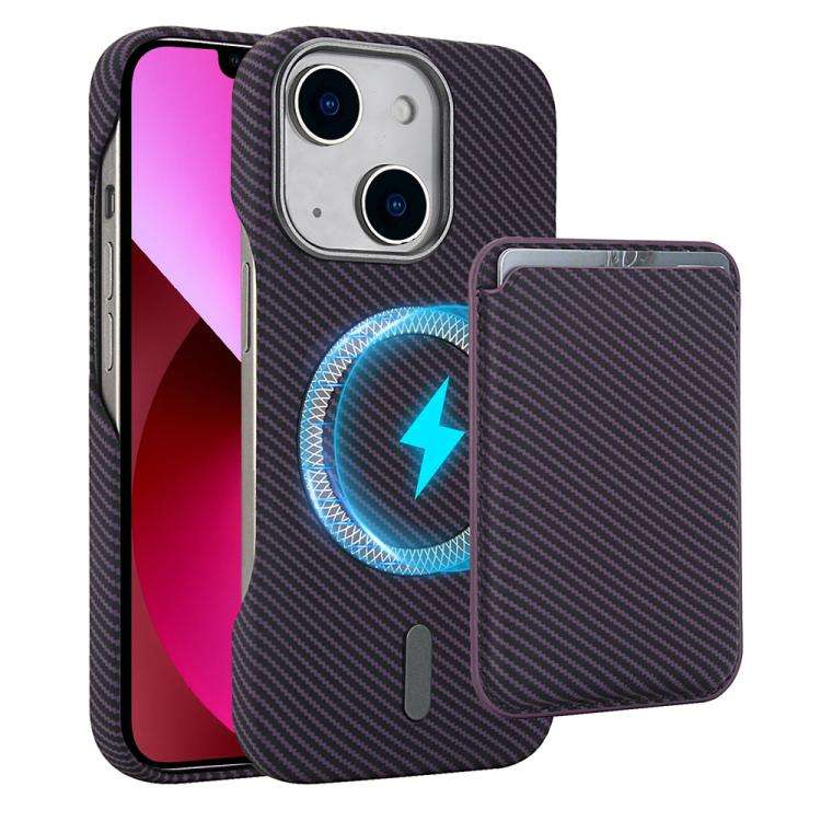 Carbon Fiber MagSafe Magnetic Card Holder Phone Case, For iPhone 13, For iPhone 12, For iPhone 12...