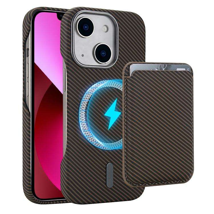 Carbon Fiber MagSafe Magnetic Card Holder Phone Case, For iPhone 13, For iPhone 12, For iPhone 12...