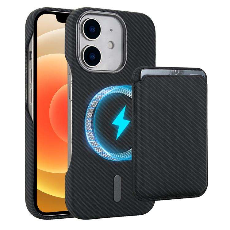Carbon Fiber MagSafe Magnetic Card Holder Phone Case, For iPhone 13, For iPhone 12, For iPhone 12...