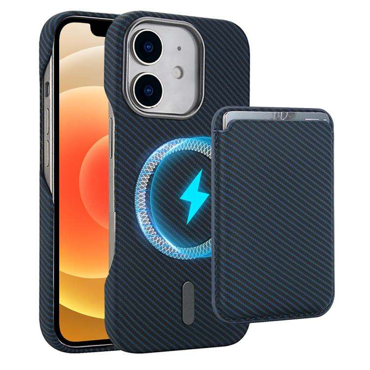 Carbon Fiber MagSafe Magnetic Card Holder Phone Case, For iPhone 13, For iPhone 12, For iPhone 12...