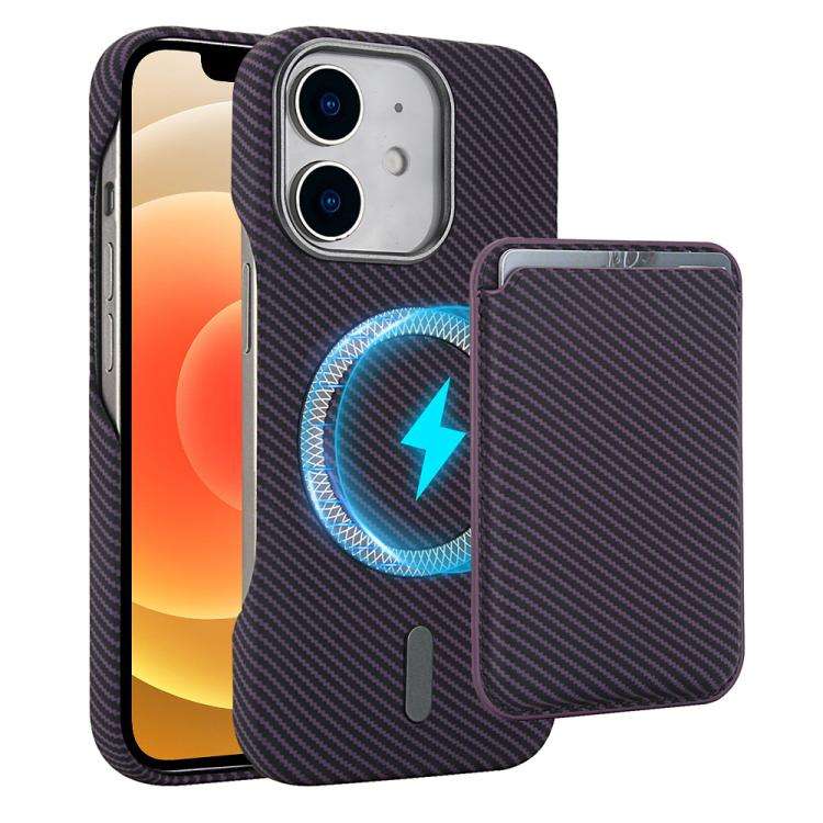 Carbon Fiber MagSafe Magnetic Card Holder Phone Case, For iPhone 13, For iPhone 12, For iPhone 12...
