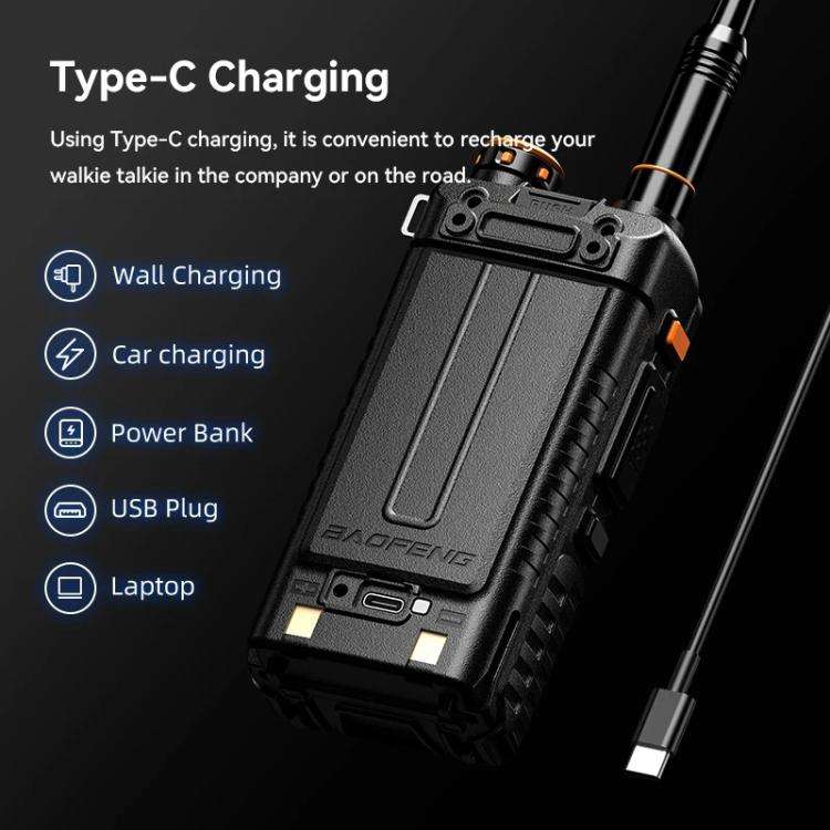 Baofeng 5RH PRO Handheld GPS/Beidou System Positioning Bluetooth Programmable Intercom, EU Plug, ...