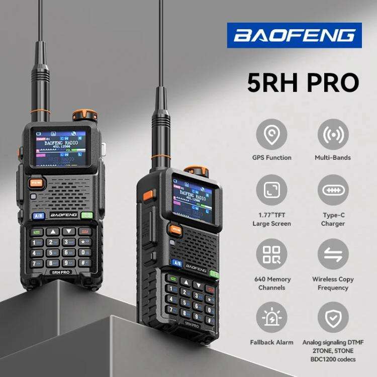 Baofeng 5RH PRO Handheld GPS/Beidou System Positioning Bluetooth Programmable Intercom, EU Plug, ...