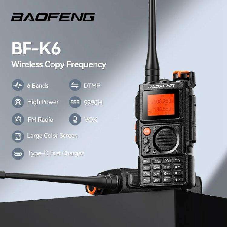 Baofeng K6 1.44 inch Screen FM Handheld Analog Walkie Talkie, EU Plug, US Plug