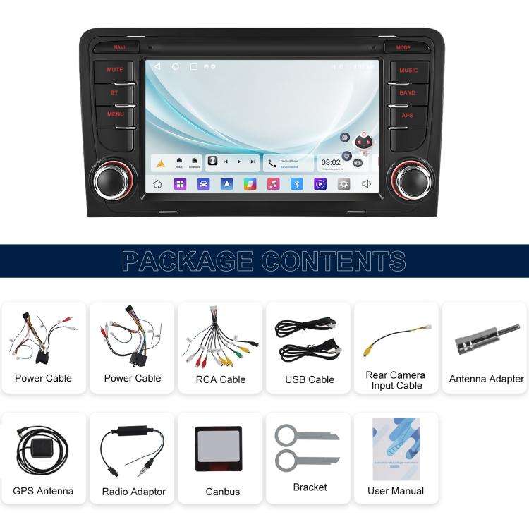 For Audi A3 8P 2003-2012 Android 15 7 inch Smart Central Control Car GPS Navigator Car MP5 Player...