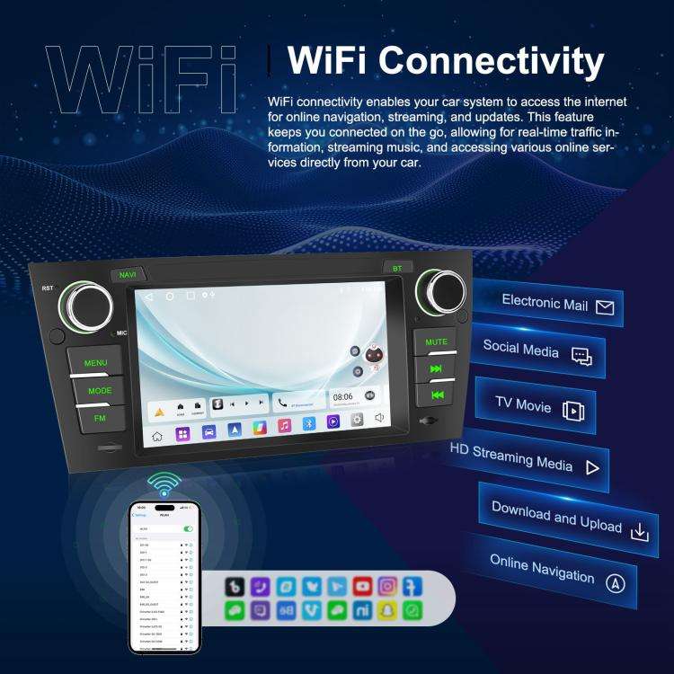 For BMW 3 Series E90 Android 15 7 inch Car CarPlay Car Navigation Reversing Image Integrated Mach...