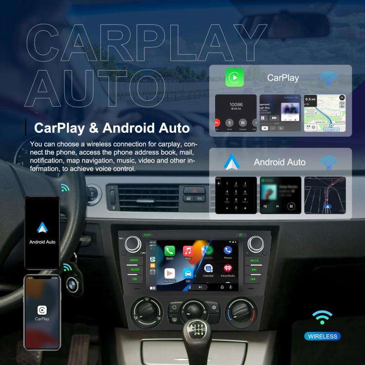 For BMW 3 Series E90 Android 15 7 inch Car CarPlay Car Navigation Reversing Image Integrated Mach...