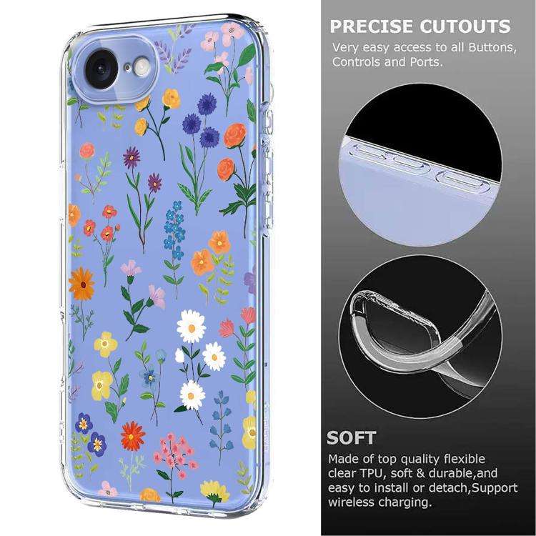 Flower Pattern Painted TPU Phone Case, For iPhone 17e / 16e, For iPhone 17 Pro Max, For iPhone 17...