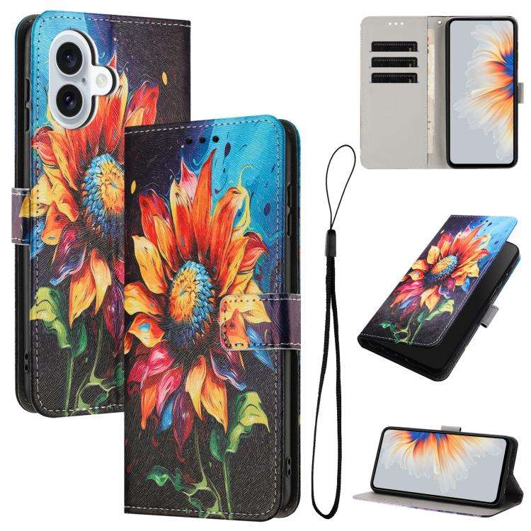 Color Drawing Pattern Leather Phone Case, For iPhone 17e / 16e, For iPhone 17 Pro Max, For iPhone...