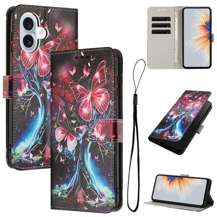 Color Drawing Pattern Leather Phone Case, For iPhone 17e / 16e, For iPhone 17 Pro Max, For iPhone...