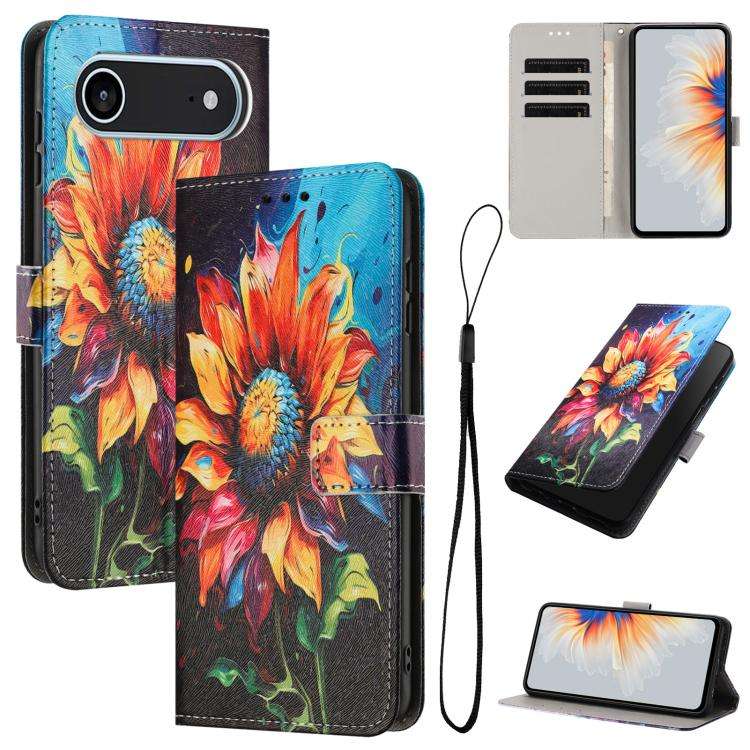Color Drawing Pattern Leather Phone Case, For iPhone 17e / 16e, For iPhone 17 Pro Max, For iPhone...