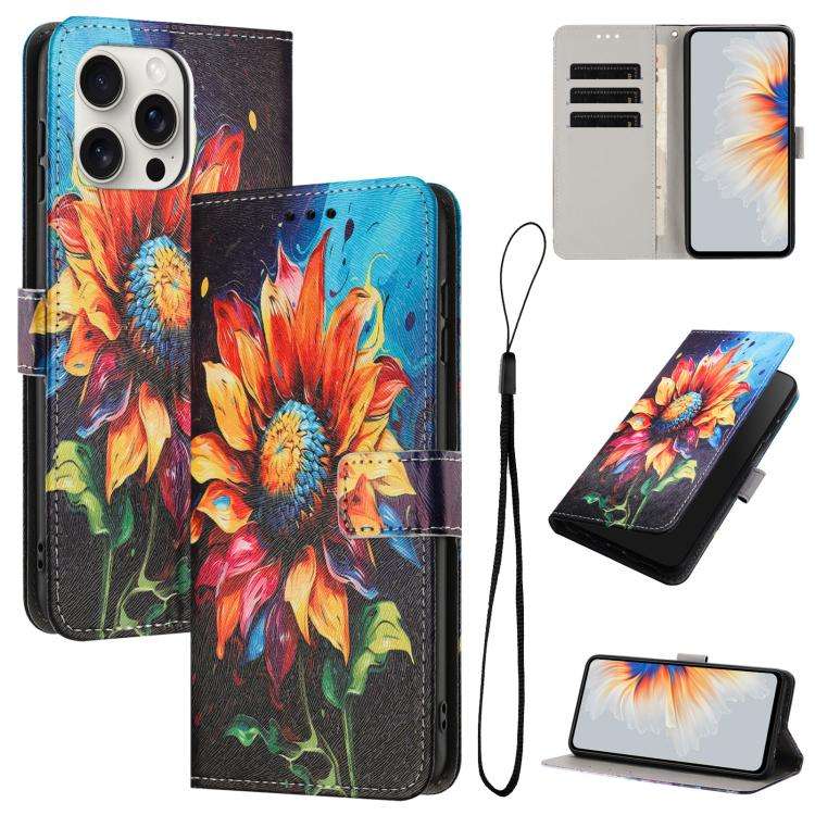 Color Drawing Pattern Leather Phone Case, For iPhone 13 Pro, For iPhone 13 mini, For iPhone 12 / ...