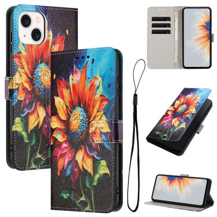 Color Drawing Pattern Leather Phone Case, For iPhone 13 Pro, For iPhone 13 mini, For iPhone 12 / ...