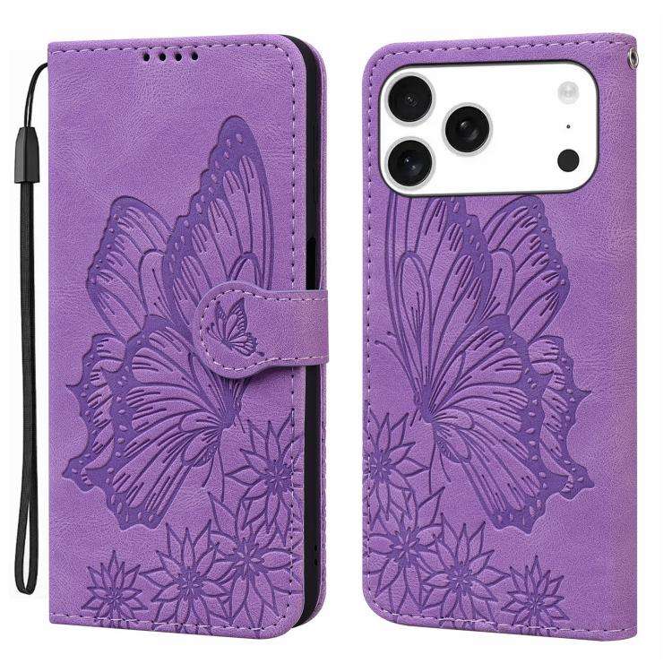 Retro Skin Feel Butterflies Embossing Horizontal Flip Leather Phone Case, For iPhone 18 Pro / 17 ...