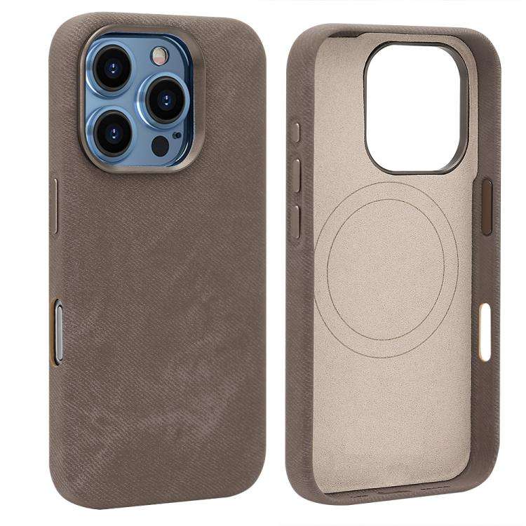 VIETAO Retro Denim Texture PU Leather MagSafe Phone Case, For iPhone 18 Pro / 17 Pro, For iPhone ...