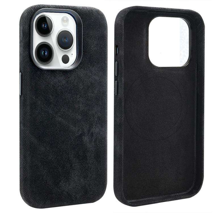 VIETAO Retro Denim Texture PU Leather MagSafe Phone Case, For iPhone 15 Pro, For iPhone 15, For i...