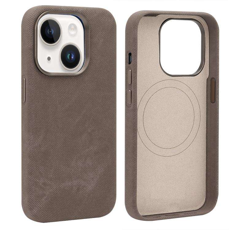VIETAO Retro Denim Texture PU Leather MagSafe Phone Case, For iPhone 15 Pro, For iPhone 15, For i...
