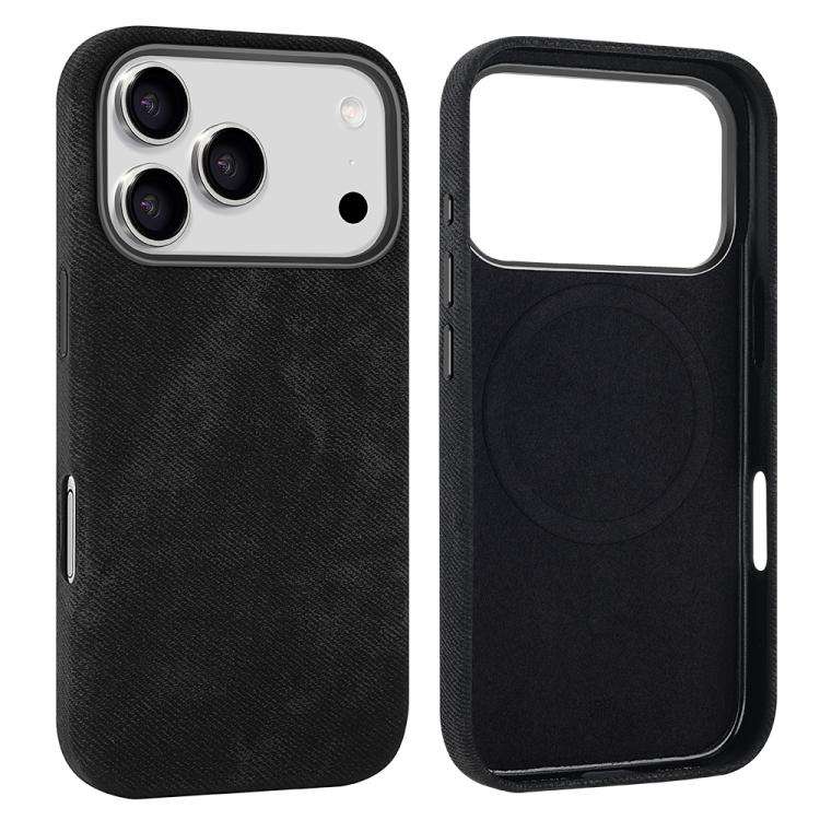 VIETAO Retro Denim Texture PU Leather MagSafe Phone Case, For iPhone 18 Pro / 17 Pro, For iPhone ...