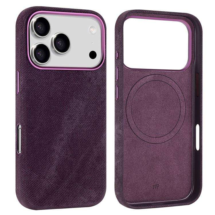VIETAO Retro Denim Texture PU Leather MagSafe Phone Case, For iPhone 18 Pro / 17 Pro, For iPhone ...