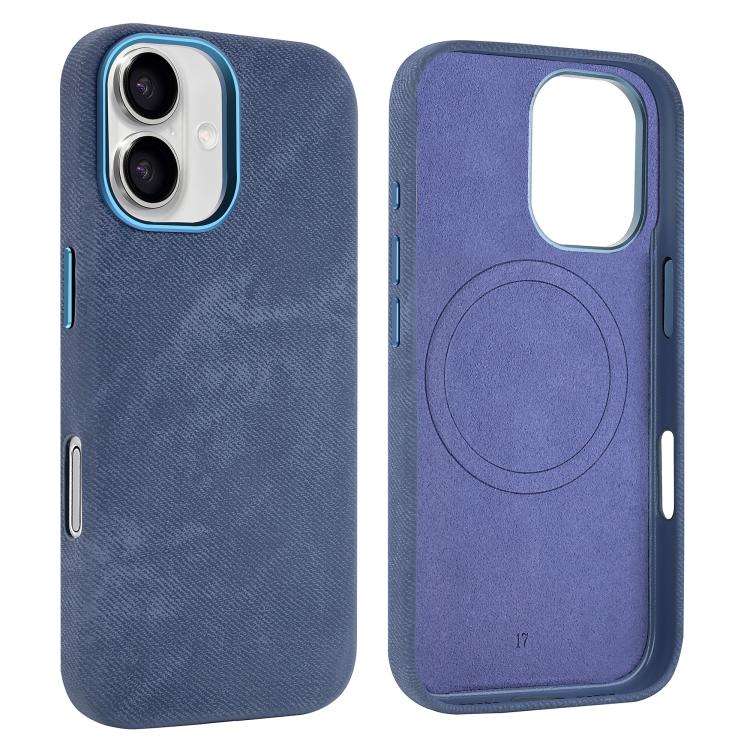 VIETAO Retro Denim Texture PU Leather MagSafe Phone Case, For iPhone 18 Pro / 17 Pro, For iPhone ...