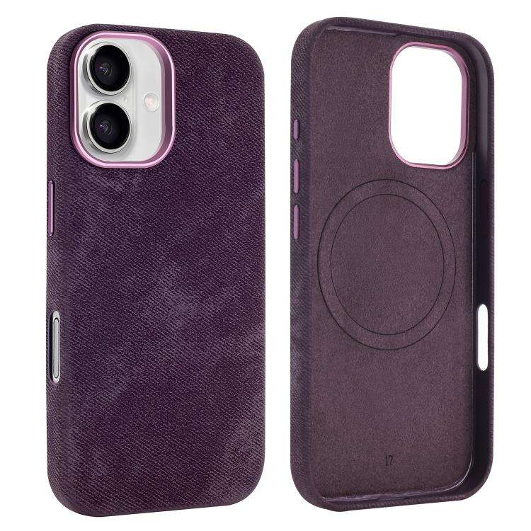 VIETAO Retro Denim Texture PU Leather MagSafe Phone Case, For iPhone 18 Pro / 17 Pro, For iPhone ...