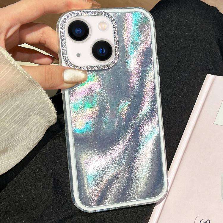 3 in 1 Diamond Lens Frame Quicksand Pattern Phone Case, For iPhone 15 Pro, For iPhone 15 Plus, Fo...