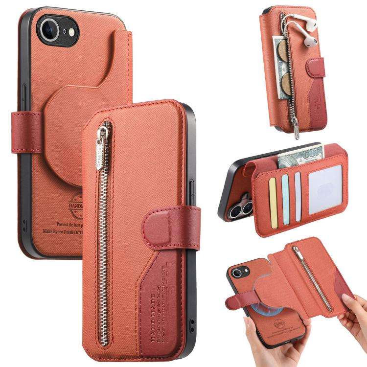 Twill Fabric MagSafe RFID Anti-theft Zipper Wallet Leather Phone Case, For iPhone 18 / 17, For iP...
