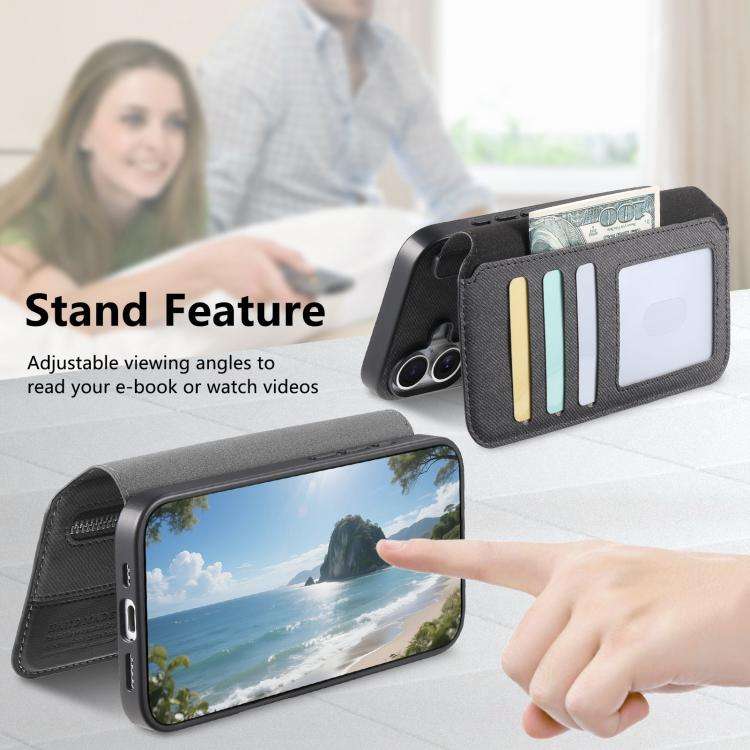 Twill Fabric MagSafe RFID Anti-theft Zipper Wallet Leather Phone Case, For iPhone 15 Pro Max, For...