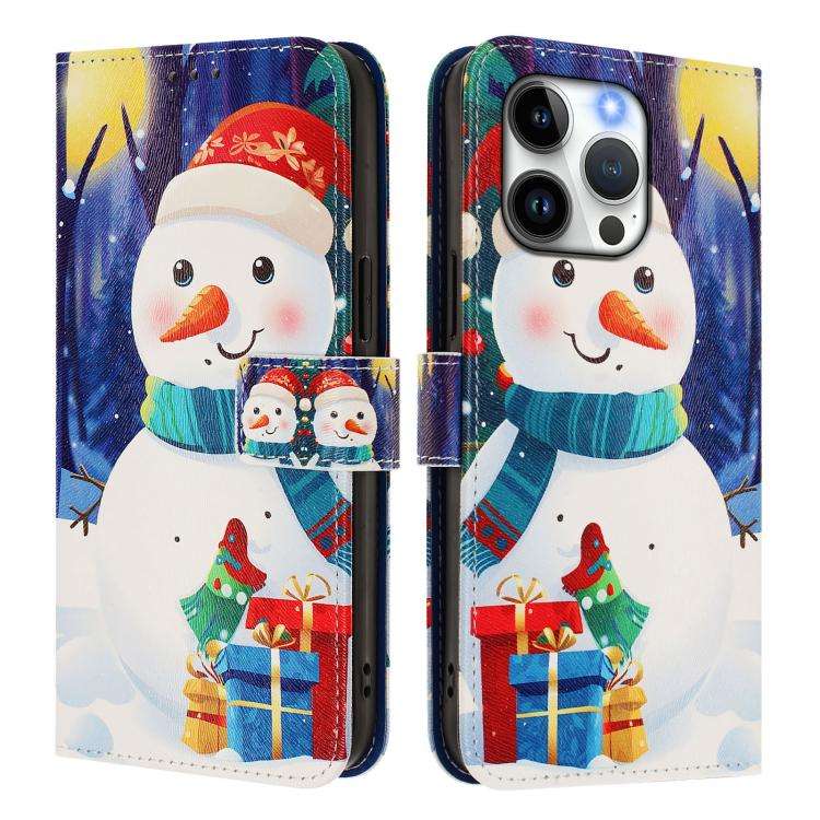 Christmas Series Buckle Leather Phone Case with Hand Strap, For iPhone 14 Pro Max, For iPhone SE ...