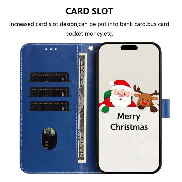 Christmas Series Buckle Leather Phone Case with Hand Strap, For iPhone 14 Pro Max, For iPhone SE ...