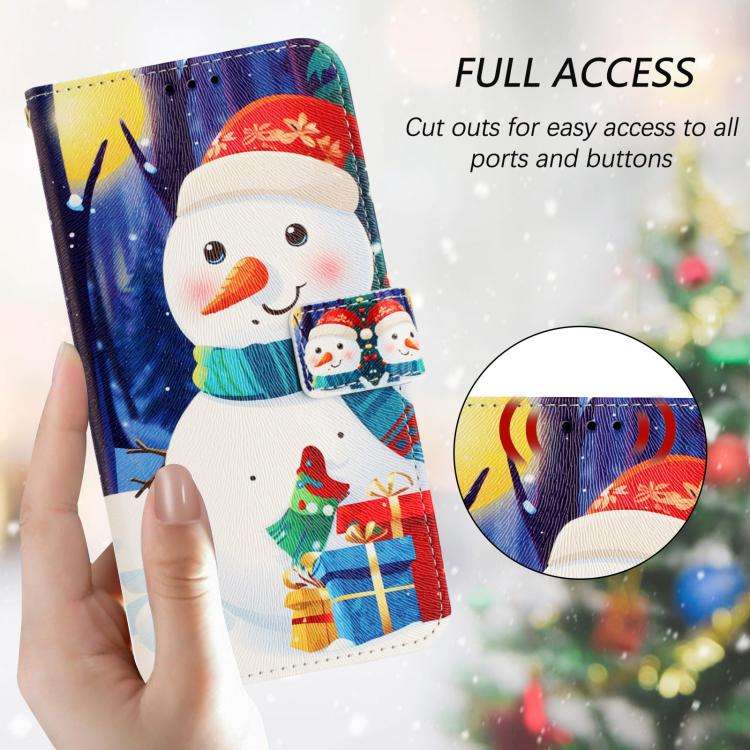 Christmas Series Buckle Leather Phone Case with Hand Strap, For iPhone 14 Pro Max, For iPhone SE ...