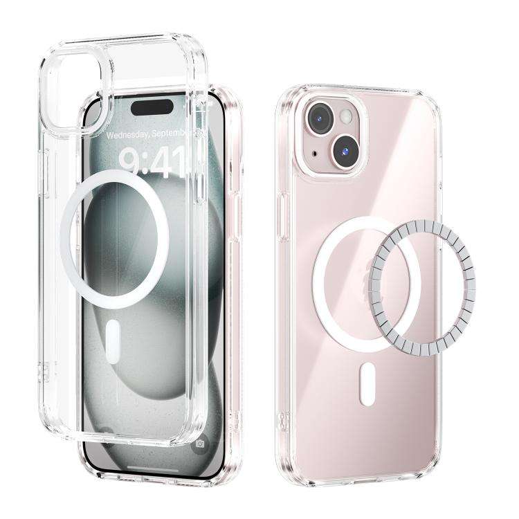 ABEEL MagSafe Magnetic Color Ring Anti-scratch Transparent Phone Case, For iPhone 15 Pro Max, For...