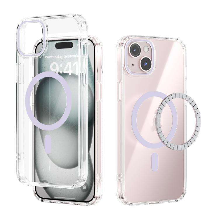ABEEL MagSafe Magnetic Color Ring Anti-scratch Transparent Phone Case, For iPhone 15 Pro Max, For...