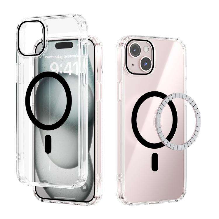 ABEEL MagSafe Magnetic Color Ring Anti-scratch Transparent Phone Case, For iPhone 15 Pro Max, For...