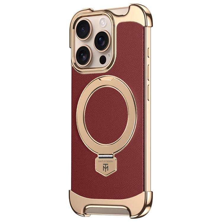 Borderless MagSafe Ring Holder Plain Leather Phone Case, For iPhone 14 Pro Max, For iPhone 13 Pro...