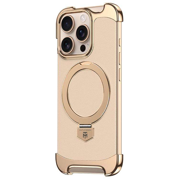 Borderless MagSafe Ring Holder Plain Leather Phone Case, For iPhone 14 Pro Max, For iPhone 13 Pro...