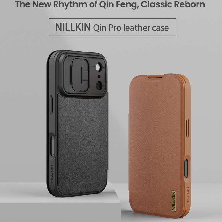 NILLKIN QIN Series Pro Sliding Camera Cover Design Leather Phone Case, For iPhone 17 Pro, For iPh...