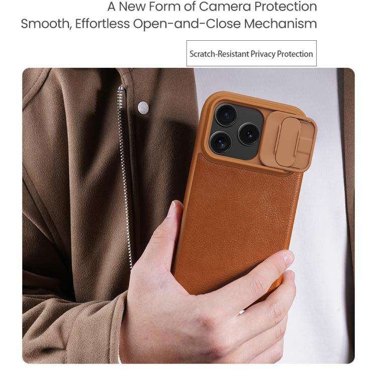 NILLKIN QIN Series Pro Sliding Camera Cover Design Leather Phone Case, For iPhone 17 Pro, For iPh...