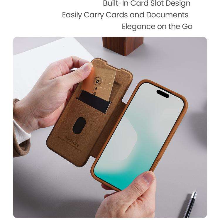 NILLKIN QIN Series Pro Sliding Camera Cover Design Leather Phone Case, For iPhone 17 Pro, For iPh...