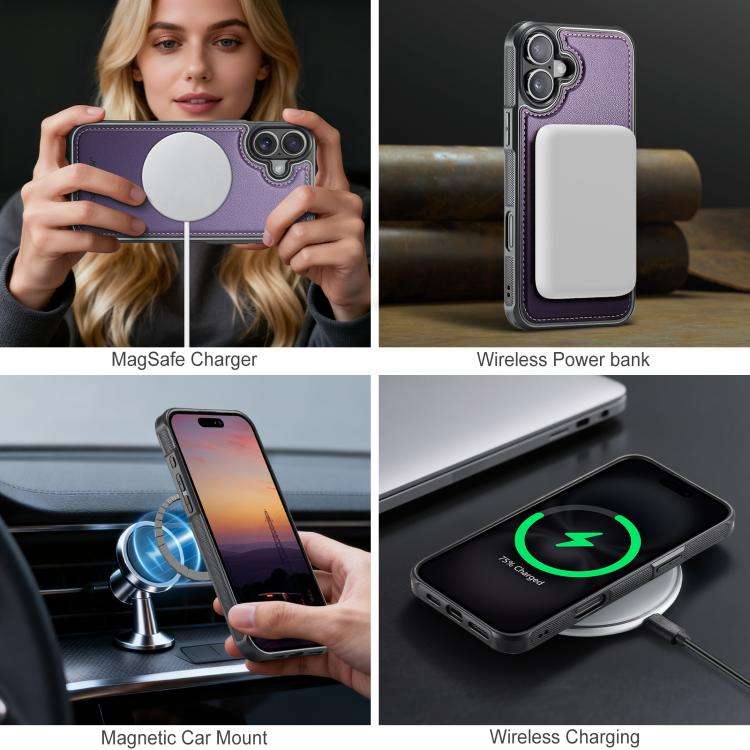 JEEHOOD J10 Flip Card Bag MagSafe Split RFID Leather Phone Case, For iPhone 16 Plus, For iPhone 1...