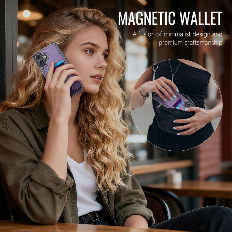 JEEHOOD J10 Flip Card Bag MagSafe Split RFID Leather Phone Case, For iPhone 16 Plus, For iPhone 1...