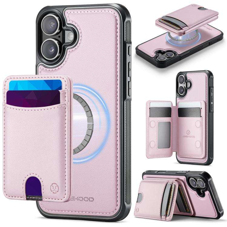 JEEHOOD J10 Flip Card Bag MagSafe Split RFID Leather Phone Case, For iPhone 16 Plus, For iPhone 1...
